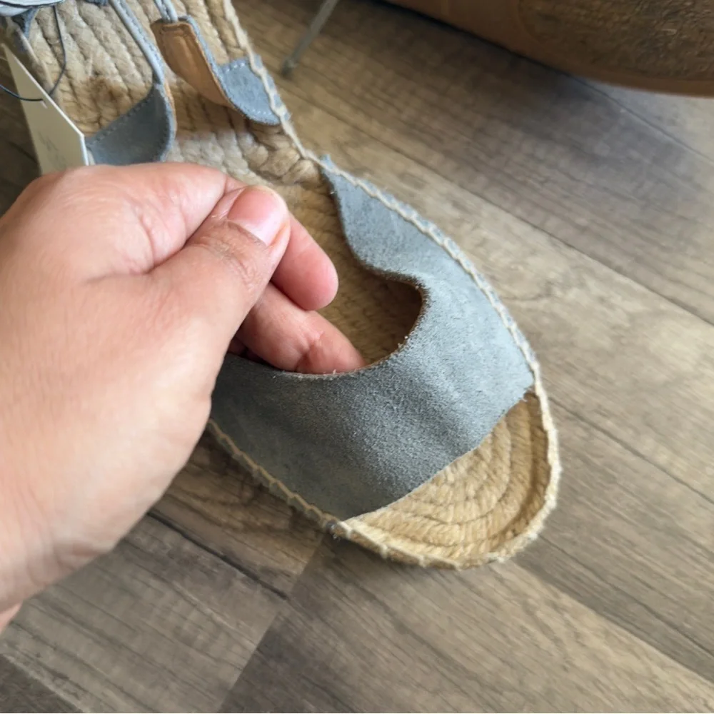 NWT Anthropologie Romena Espadrille Blue Suede Wedges Sandals 40